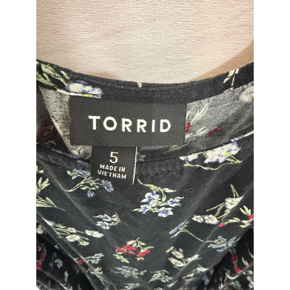 Torrid Black Floral Sleeveless Tiered Tank Mini Dress Plus Size 5 Pockets GUC - Picture 5 of 8
